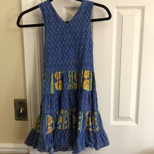 VTG Solymod blue sunflower dress made in France size 8